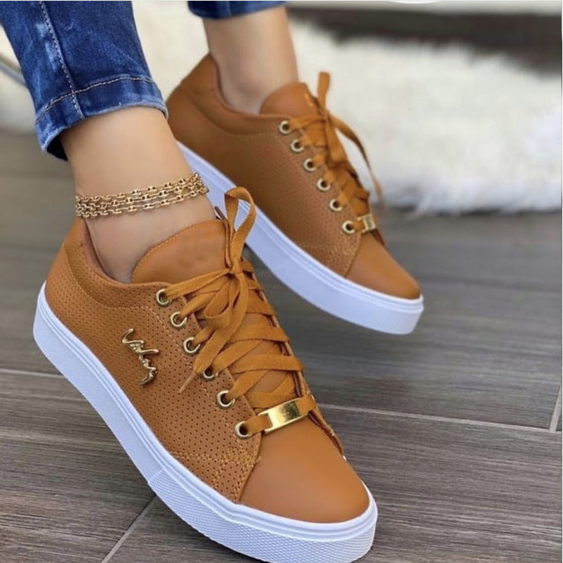 Women's Lace-Up Flat Trainers | Breathable Casual Shoes