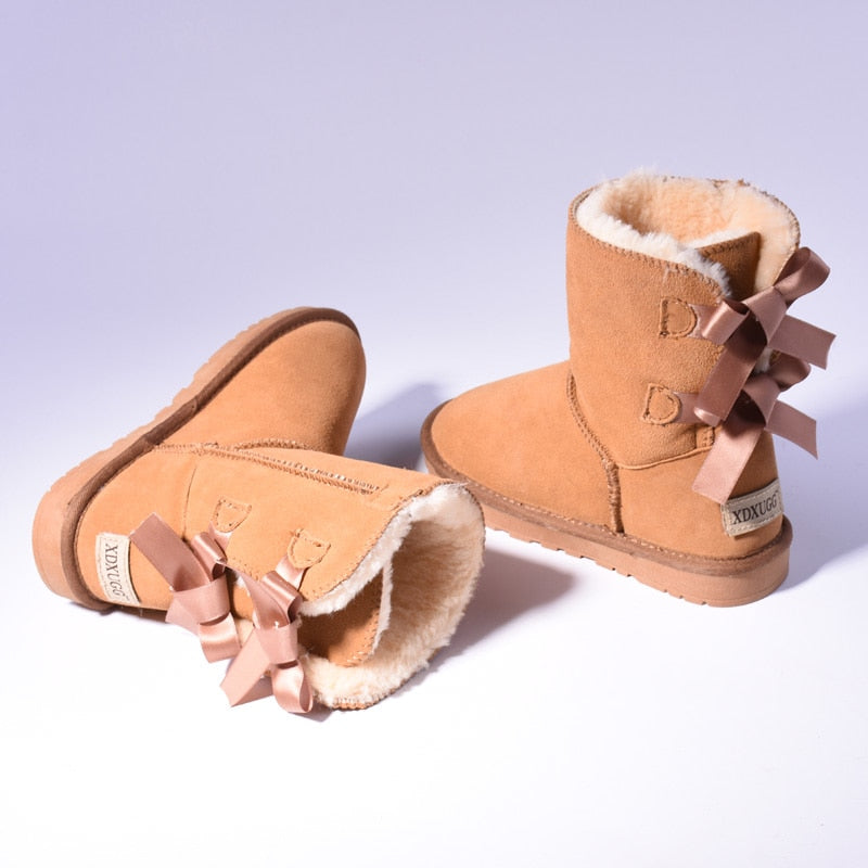 Women's Faux Fur Snow Boots | Warm Bow-Trim Ankle Boots