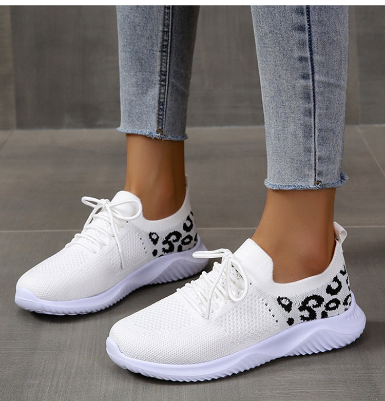 Women's Leopard Print Trainers | Lace-Up Sport Shoes