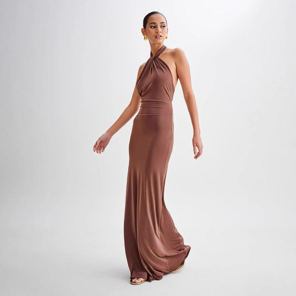 Women's Halter Bodycon Maxi Dress | Backless Slim-Fit Party Dress