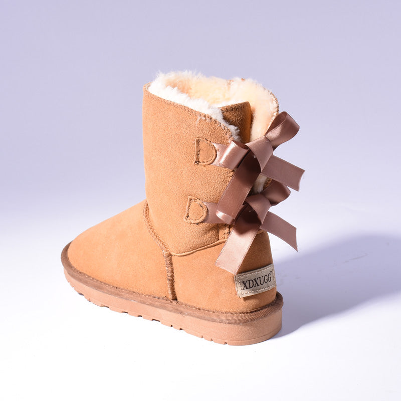 Women's Faux Fur Snow Boots | Warm Bow-Trim Ankle Boots