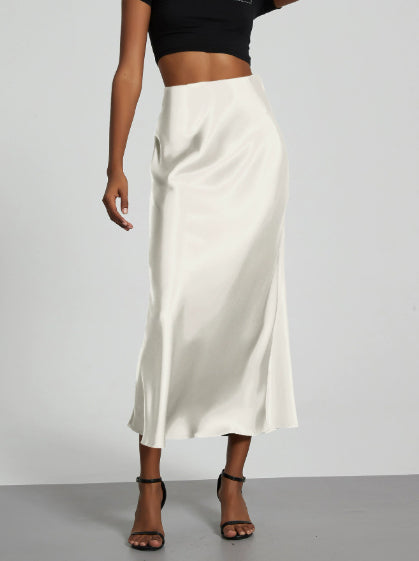 Women's Elegant Satin Skirt | Slim Fit Maxi Length