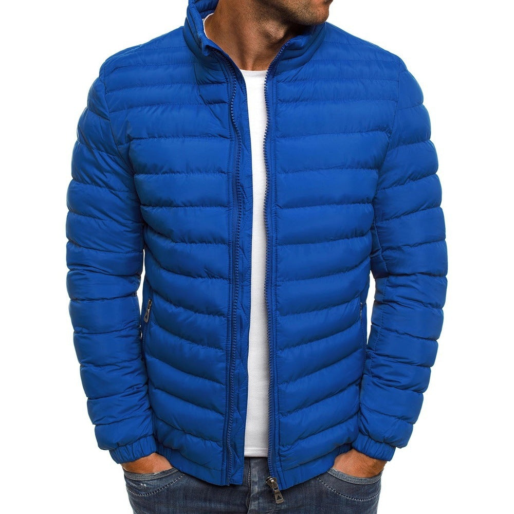 Men's Padded Zip-Up Overcoat | Thick Cotton Outdoor Coat