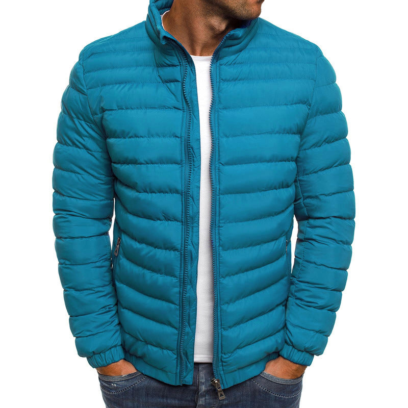 Men's Padded Zip-Up Overcoat | Thick Cotton Outdoor Coat