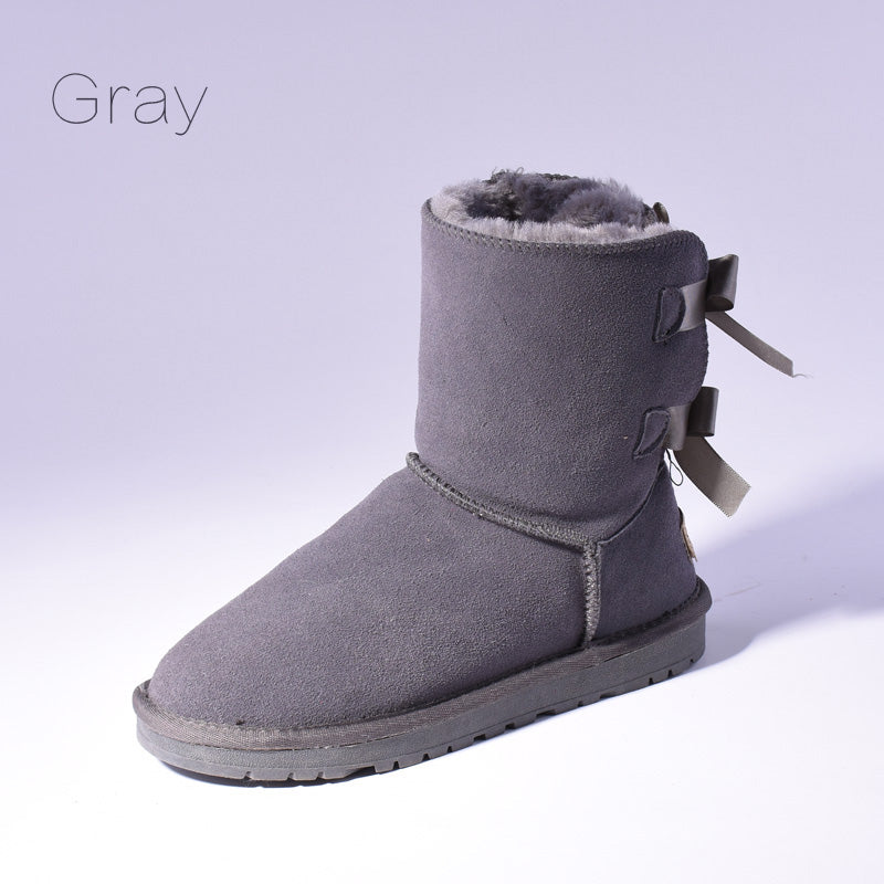 Women's Faux Fur Snow Boots | Warm Bow-Trim Ankle Boots