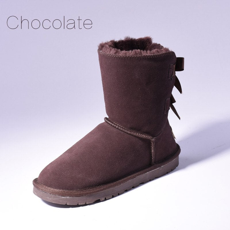 Women's Faux Fur Snow Boots | Warm Bow-Trim Ankle Boots