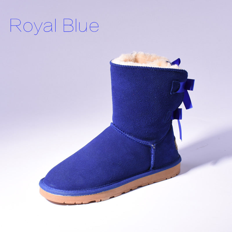 Women's Faux Fur Snow Boots | Warm Bow-Trim Ankle Boots