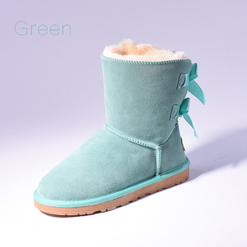 Women's Faux Fur Snow Boots | Warm Bow-Trim Ankle Boots