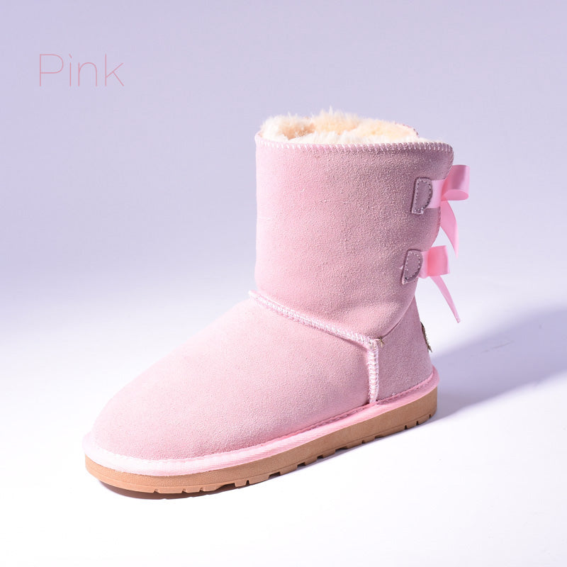 Women's Faux Fur Snow Boots | Warm Bow-Trim Ankle Boots