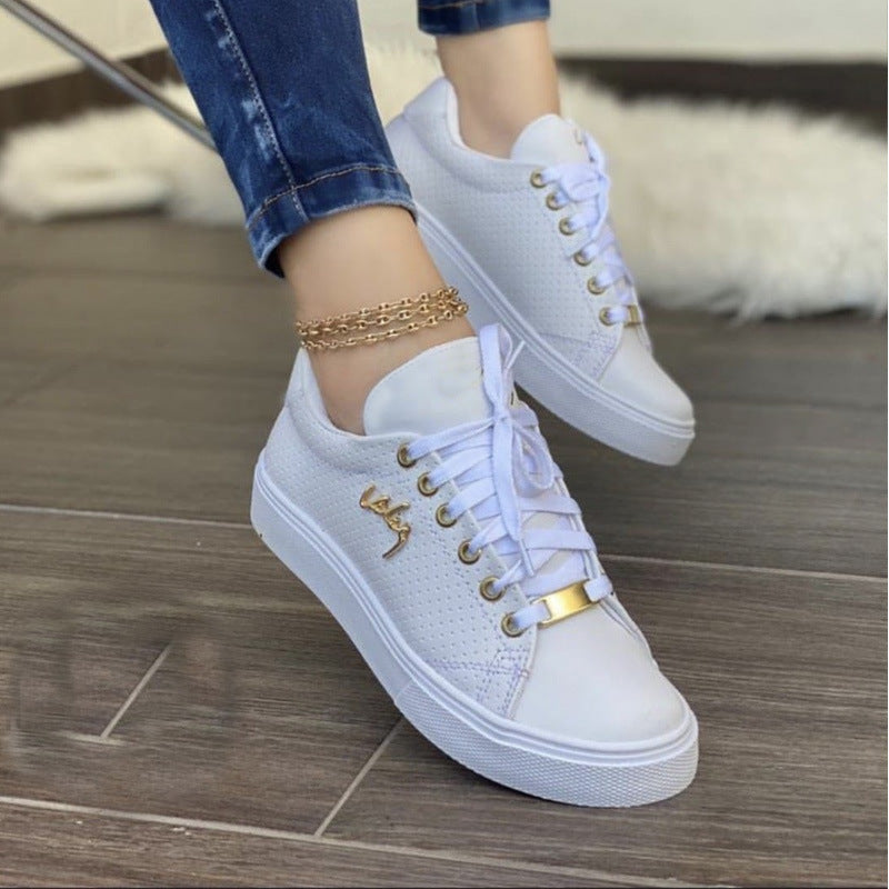 Women's Lace-Up Flat Trainers | Breathable Casual Shoes