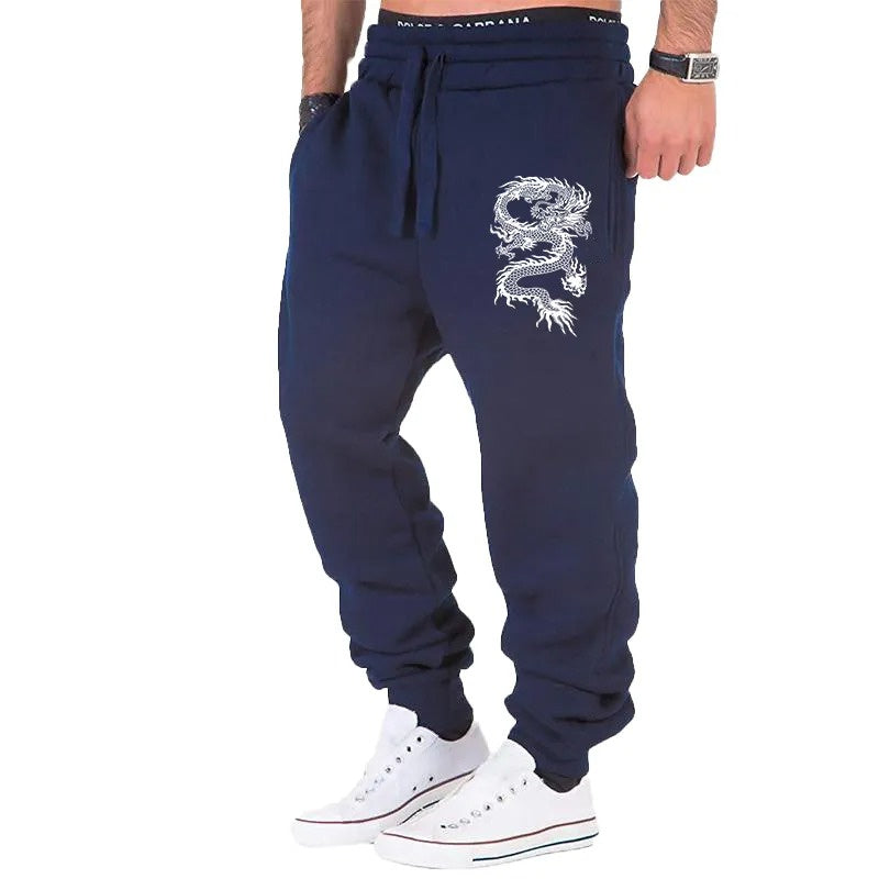 Men's Dragon Print Joggers | Streetwear Trousers