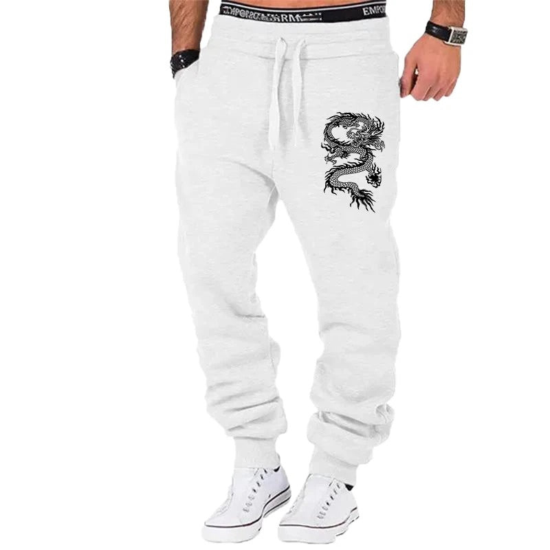 Men's Dragon Print Joggers | Streetwear Trousers