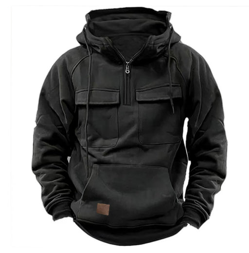 Men's Zip-Up Hoodie | Drawstring Pocket Sports Sweatshirt