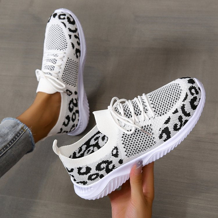 Women's Leopard Print Trainers | Lace-Up Sport Shoes