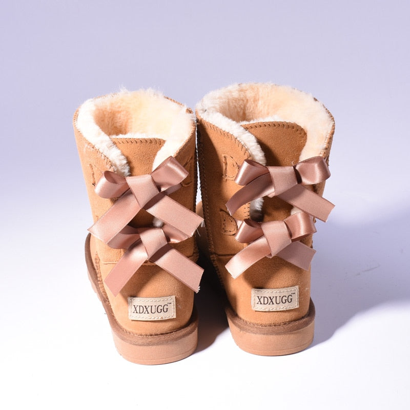 Women's Faux Fur Snow Boots | Warm Bow-Trim Ankle Boots