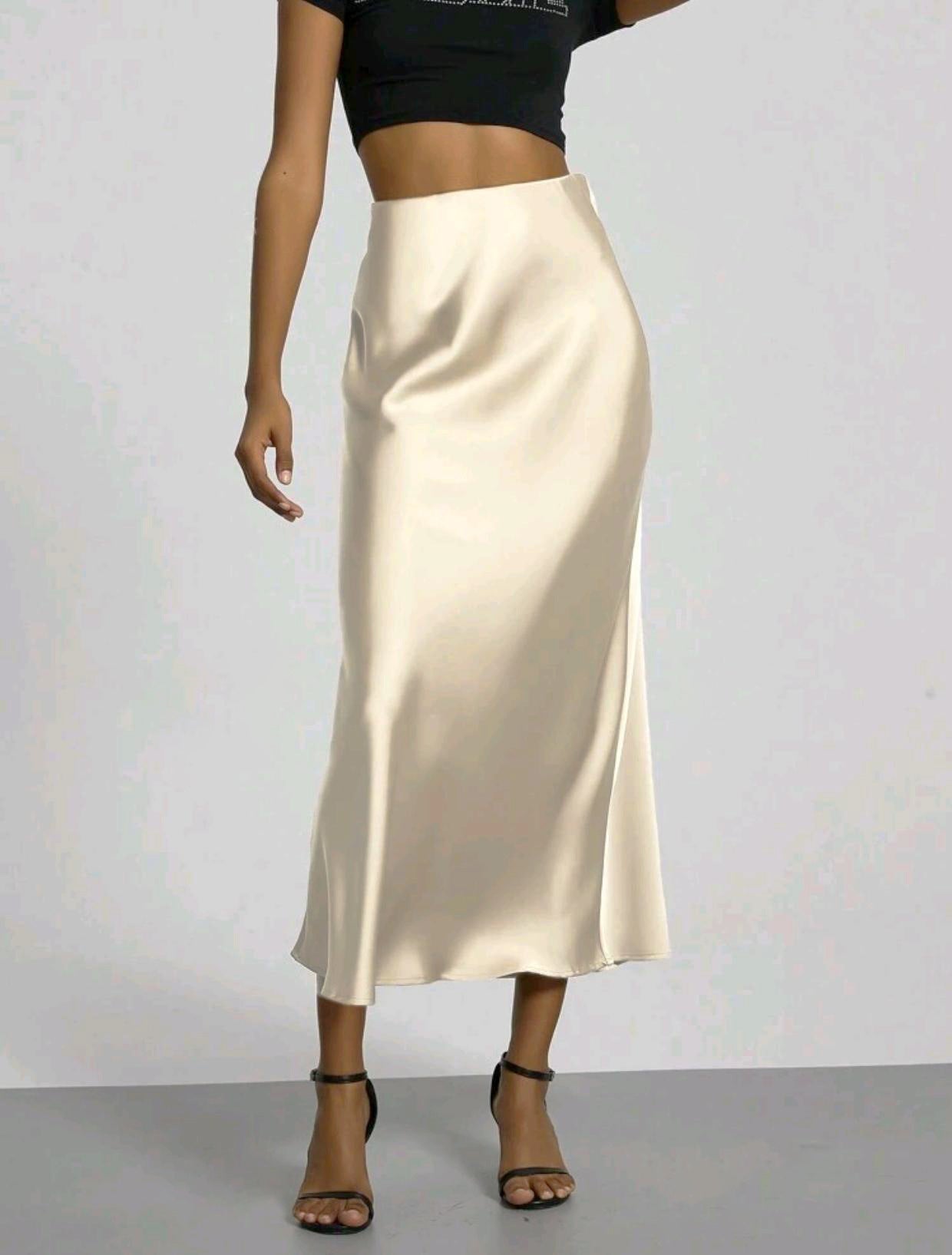 Women's Elegant Satin Skirt | Slim Fit Maxi Length