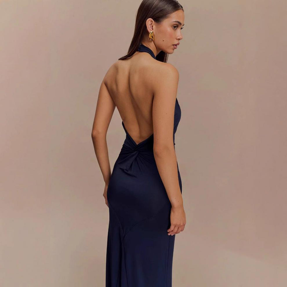 Women's Halter Bodycon Maxi Dress | Backless Slim-Fit Party Dress