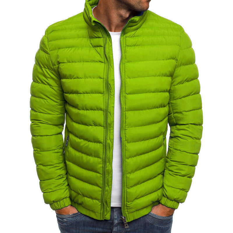 Men's Padded Zip-Up Overcoat | Thick Cotton Outdoor Coat