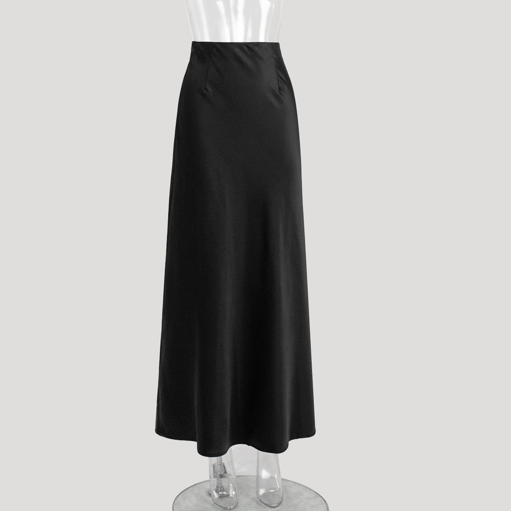 Long Satin Fishtail Skirt