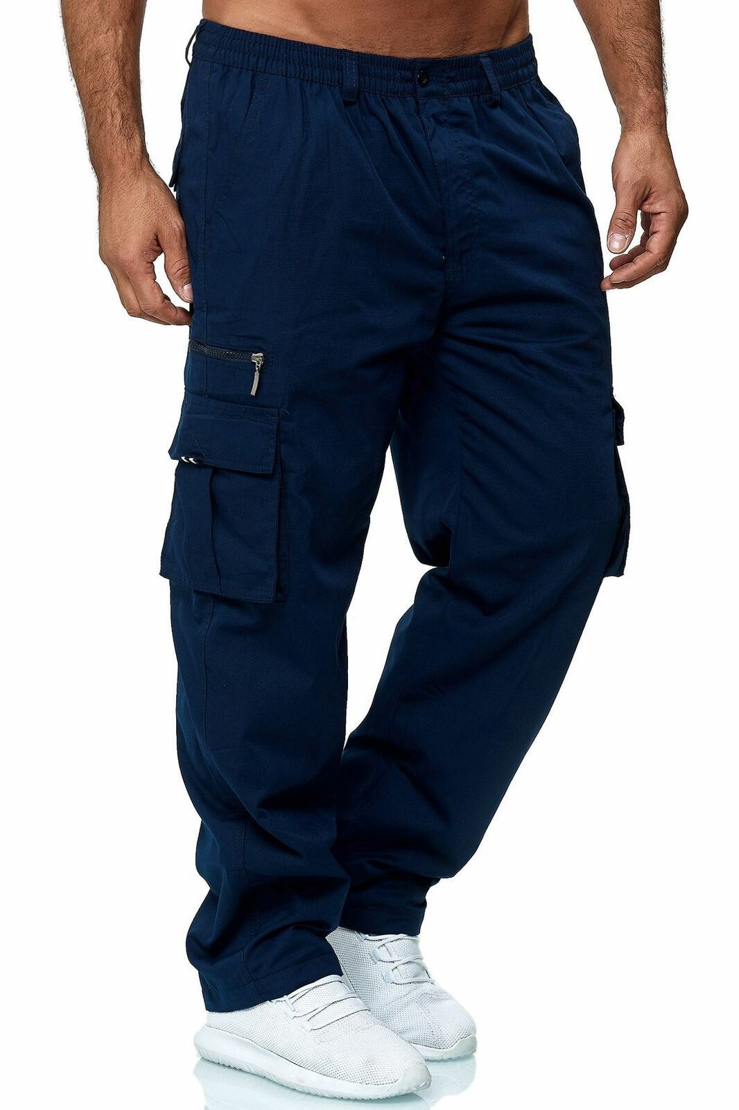 Men's Loose-Fit Cargo Trousers | Multi-Pocket Straight Leg