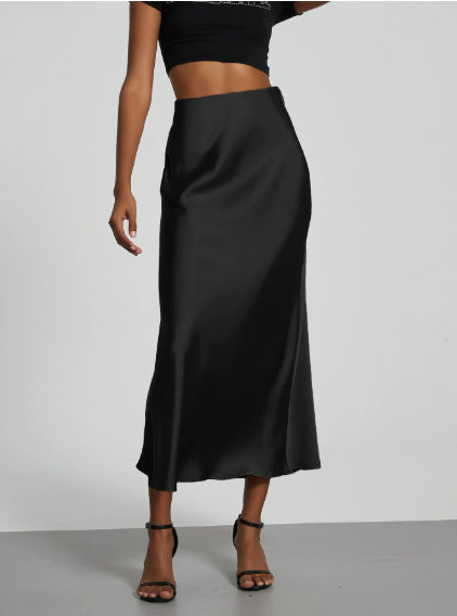 Women's Elegant Satin Skirt | Slim Fit Maxi Length