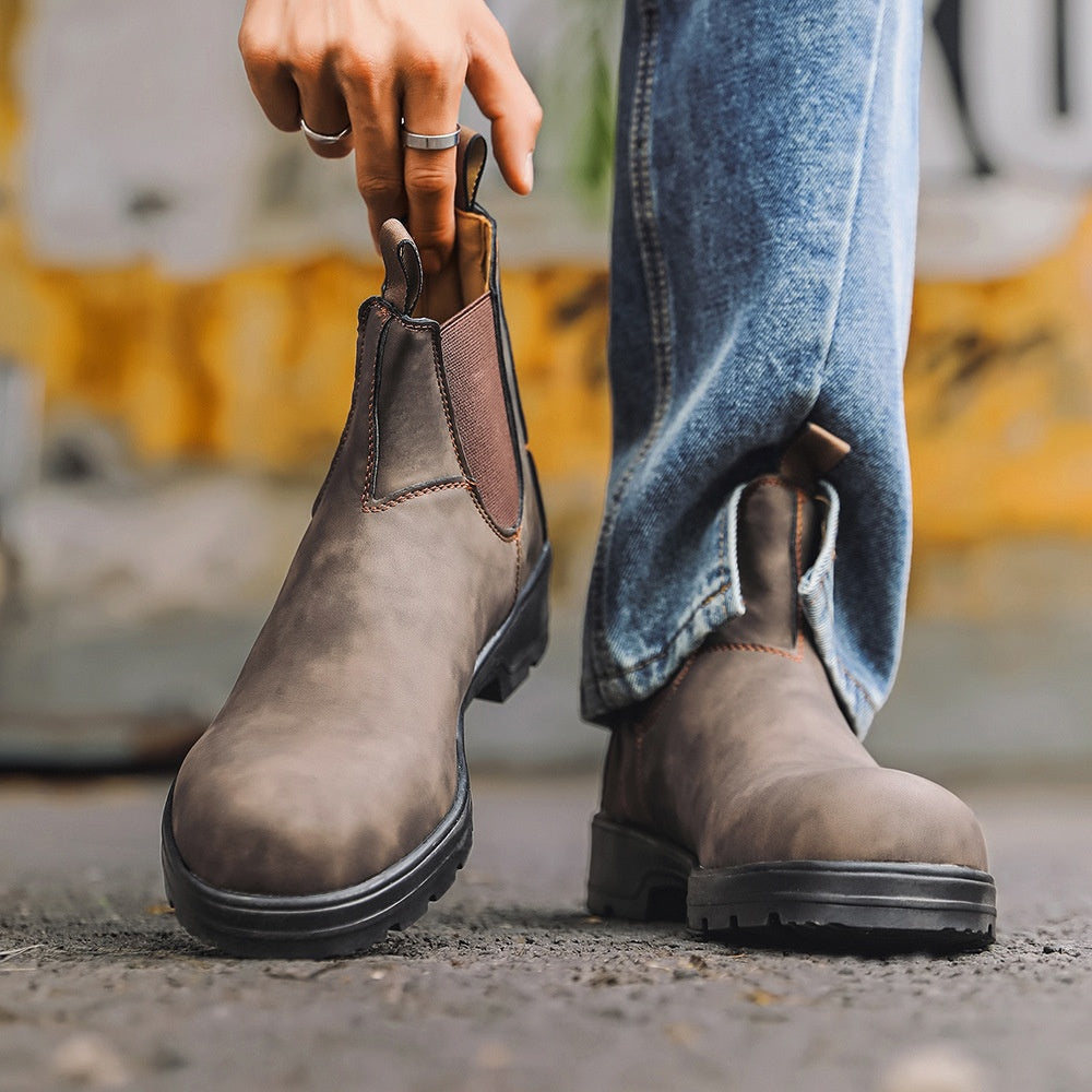 Unisex Leather Combat Boots | Vintage-Style Ankle Boots