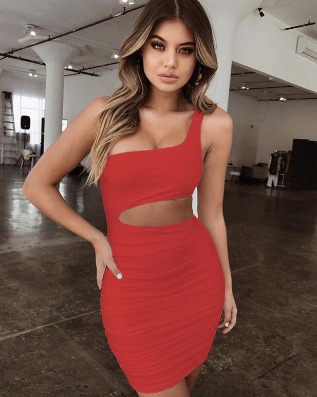 Women's One-Shoulder Mini Dress | Slim Fit Cut-Out Dress