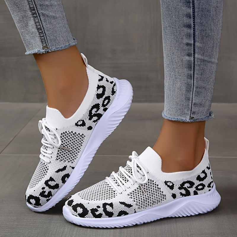 Women's Leopard Print Trainers | Lace-Up Sport Shoes