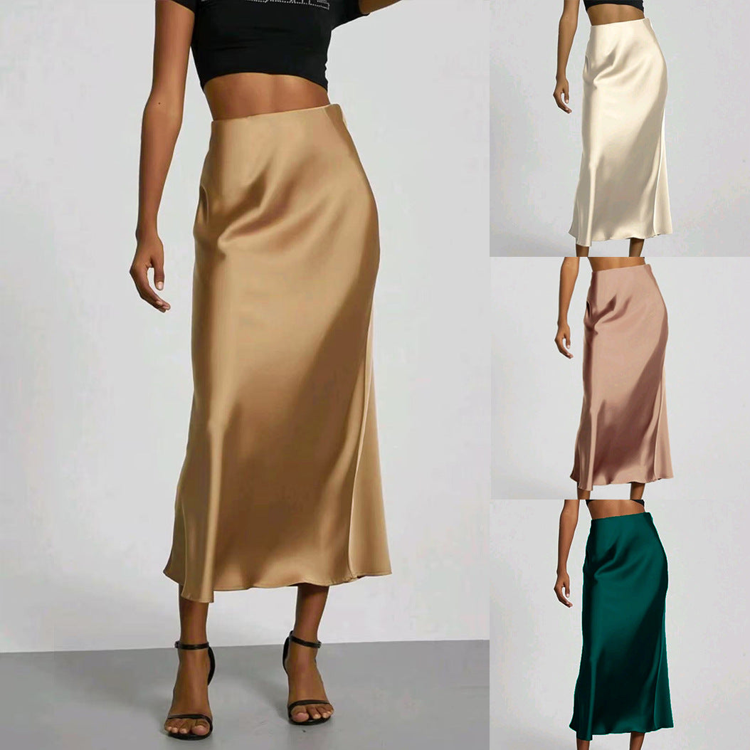 Women's Elegant Satin Skirt | Slim Fit Maxi Length