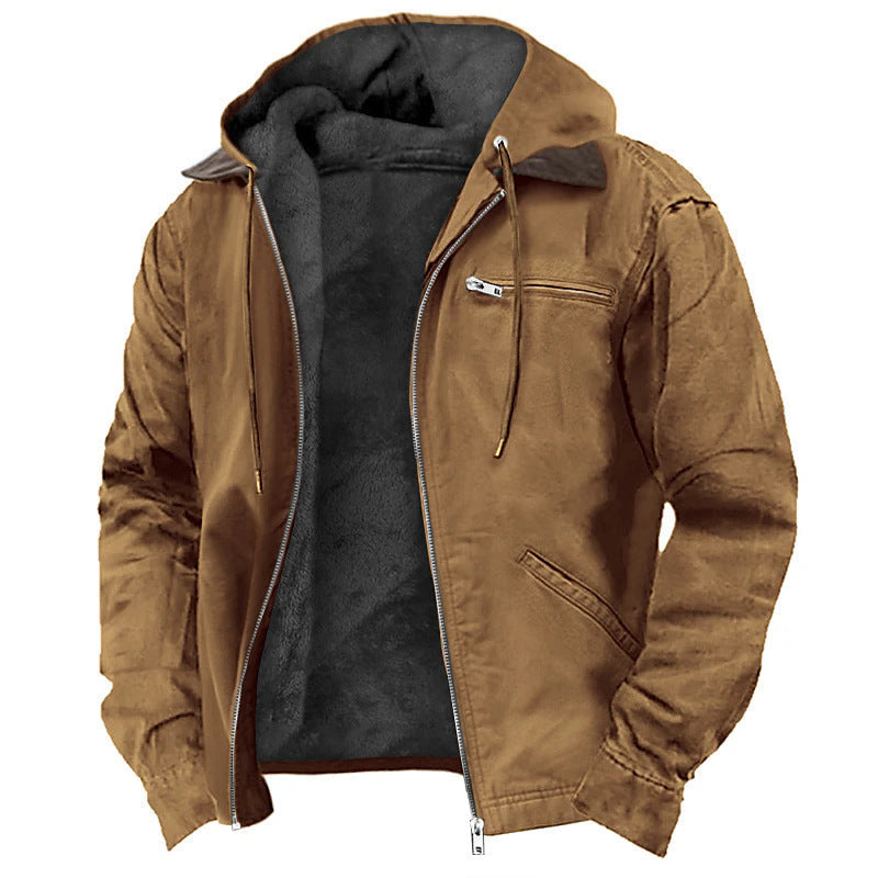 Men's Fleece Hooded Coat | Warm Zip-Up Winter Jacket
