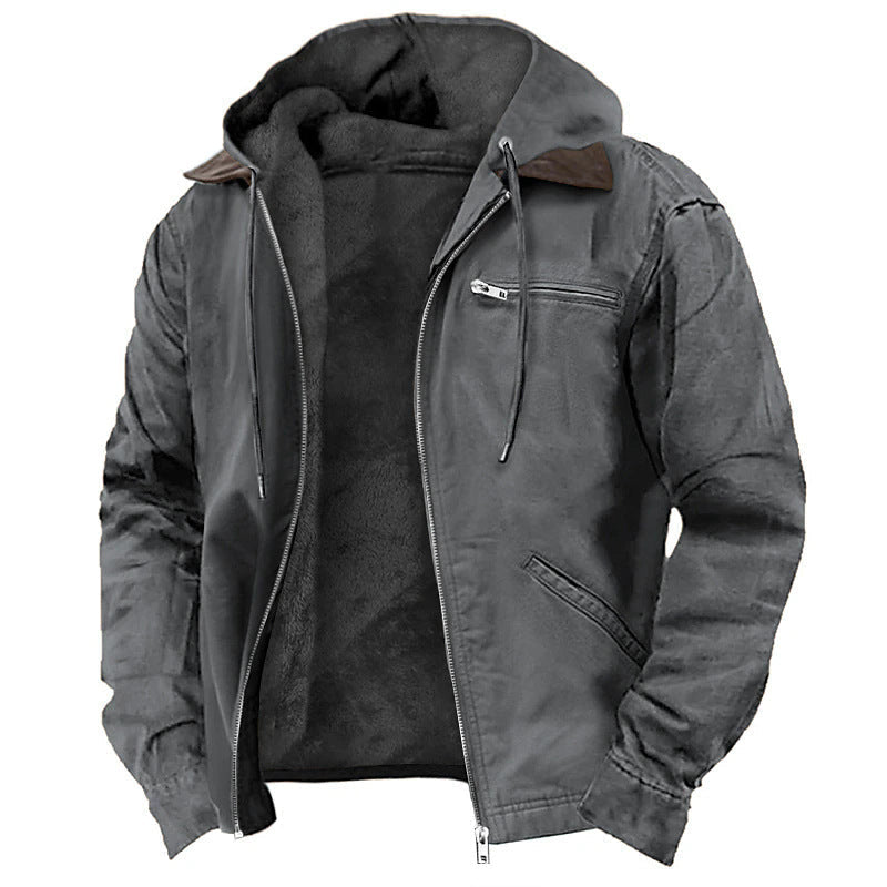 Men's Fleece Hooded Coat | Warm Zip-Up Winter Jacket