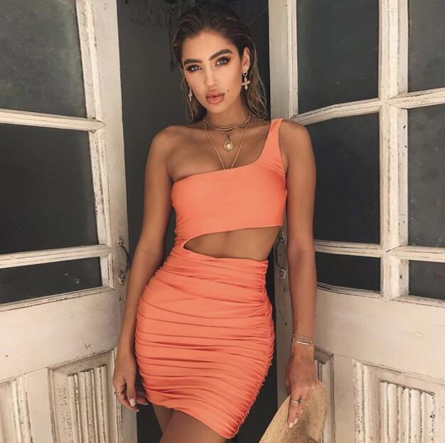 Women's One-Shoulder Mini Dress | Slim Fit Cut-Out Dress