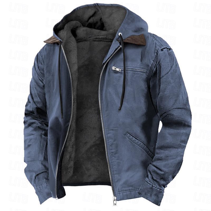 Men's Fleece Hooded Coat | Warm Zip-Up Winter Jacket