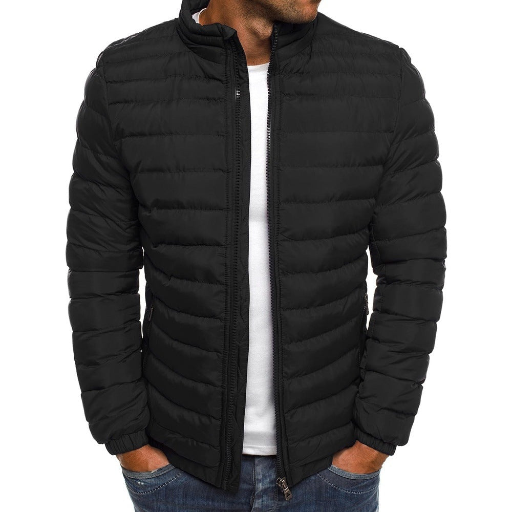 Men's Padded Zip-Up Overcoat | Thick Cotton Outdoor Coat