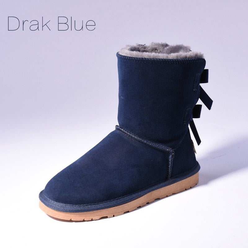 Women's Faux Fur Snow Boots | Warm Bow-Trim Ankle Boots
