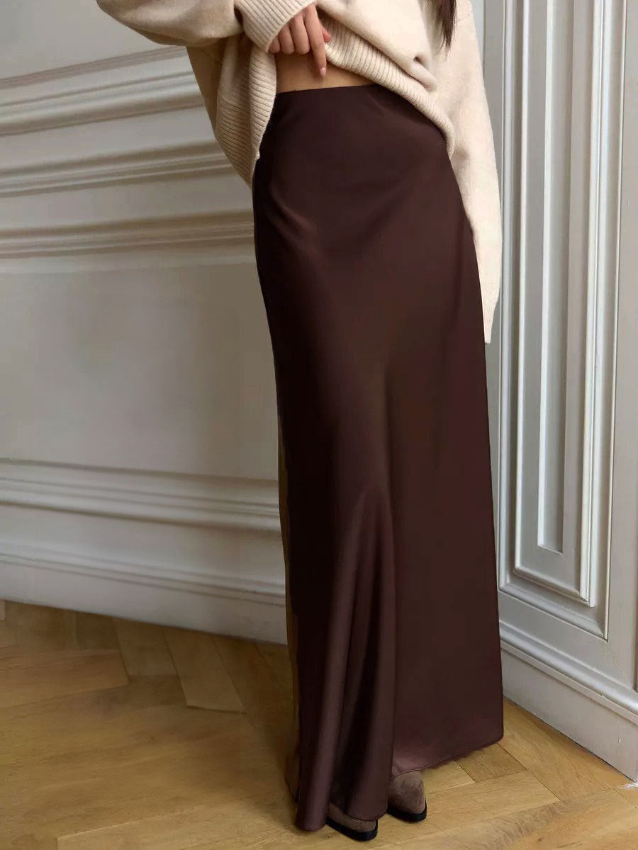 Long Satin Fishtail Skirt
