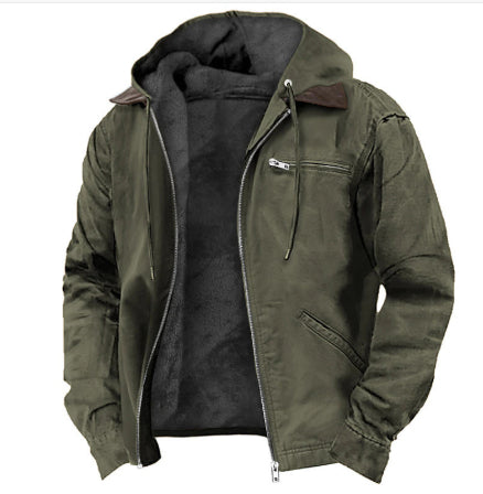Men's Fleece Hooded Coat | Warm Zip-Up Winter Jacket