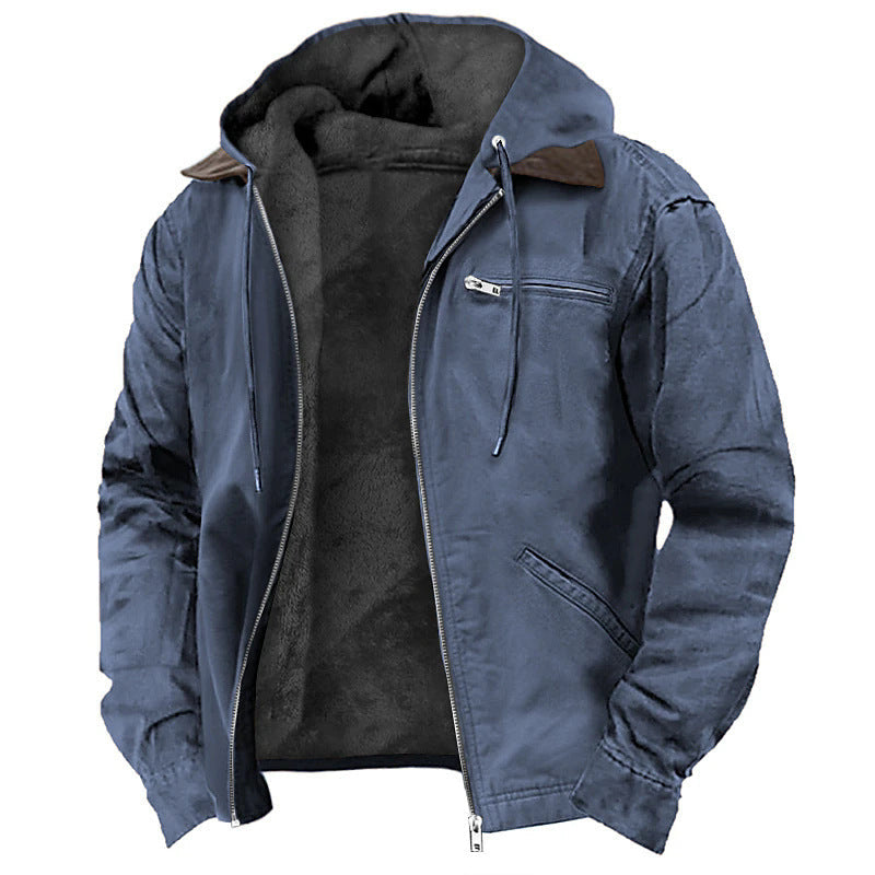 Men's Fleece Hooded Coat | Warm Zip-Up Winter Jacket