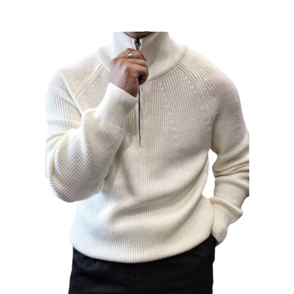 Men's Half-Zip Stand Collar Sweater | Thick Knit Pullover
