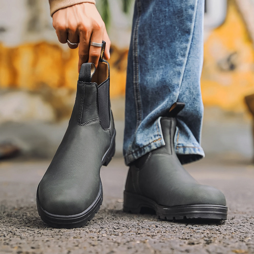 Unisex Leather Combat Boots | Vintage-Style Ankle Boots