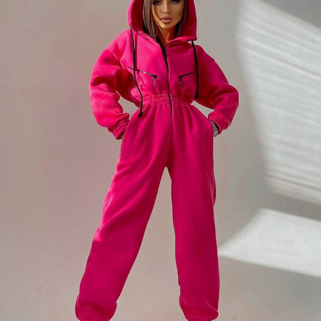 Women's Zip-Up Tracksuit Set | Casual 2-Piece Hoodie Outfit