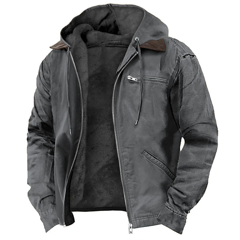 Men's Fleece Hooded Coat | Warm Zip-Up Winter Jacket