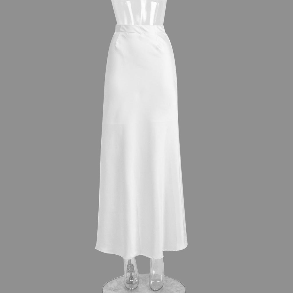 Long Satin Fishtail Skirt