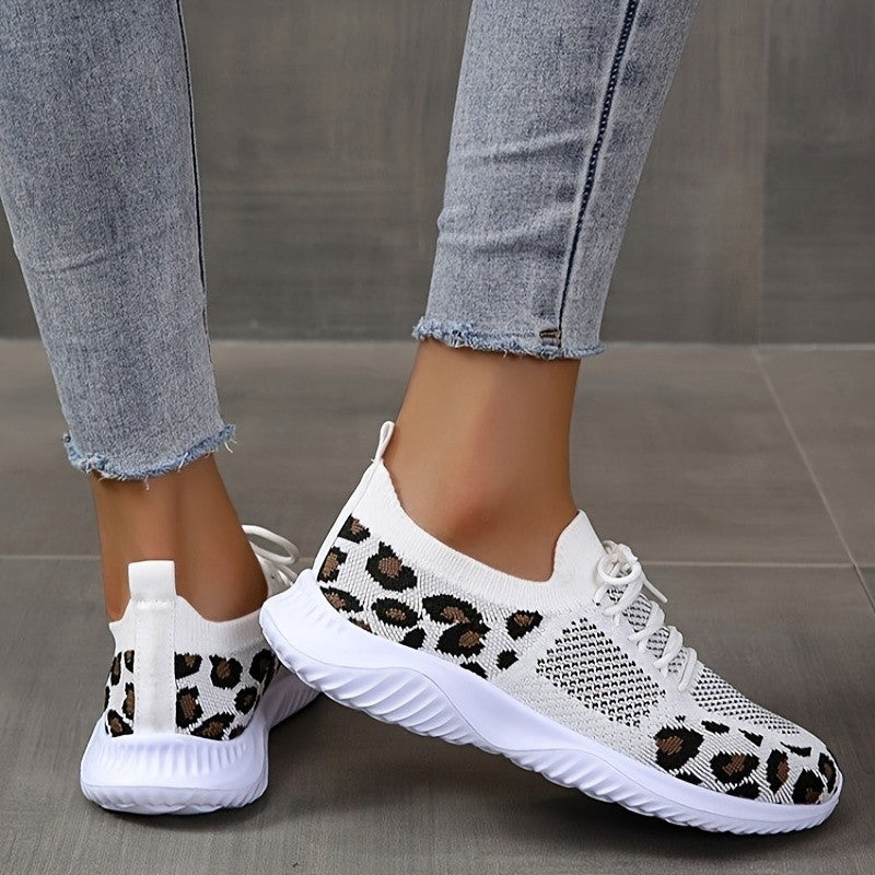 Women's Leopard Print Trainers | Lace-Up Sport Shoes