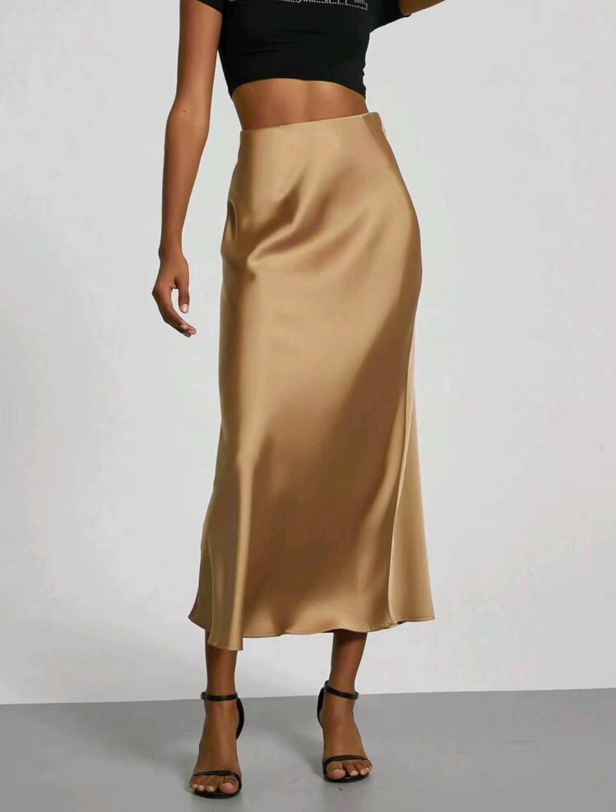 Women's Elegant Satin Skirt | Slim Fit Maxi Length