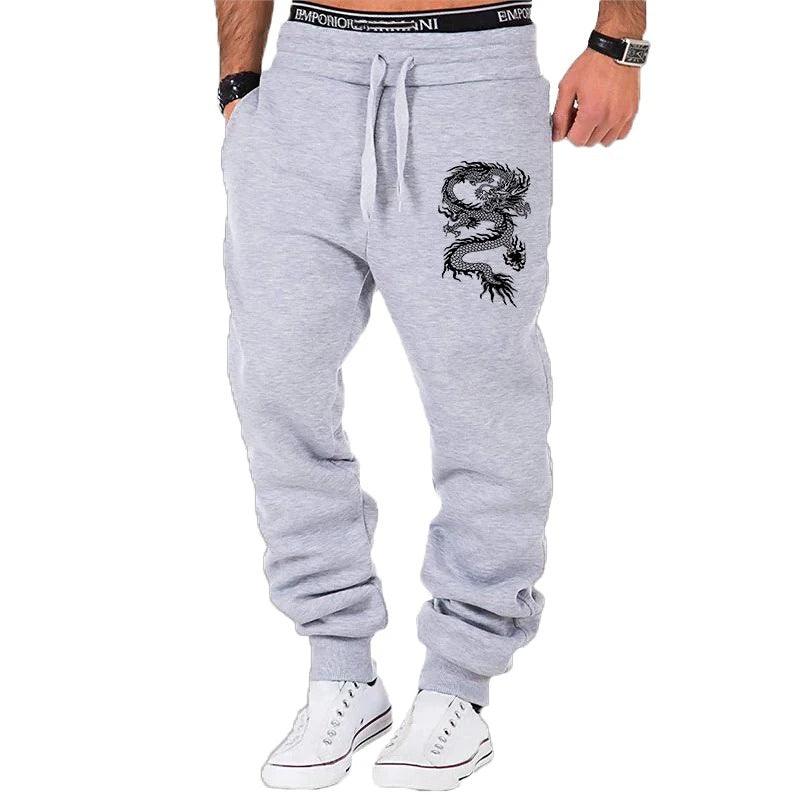 Men's Dragon Print Joggers | Streetwear Trousers