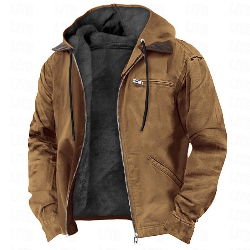 Men's Fleece Hooded Coat | Warm Zip-Up Winter Jacket