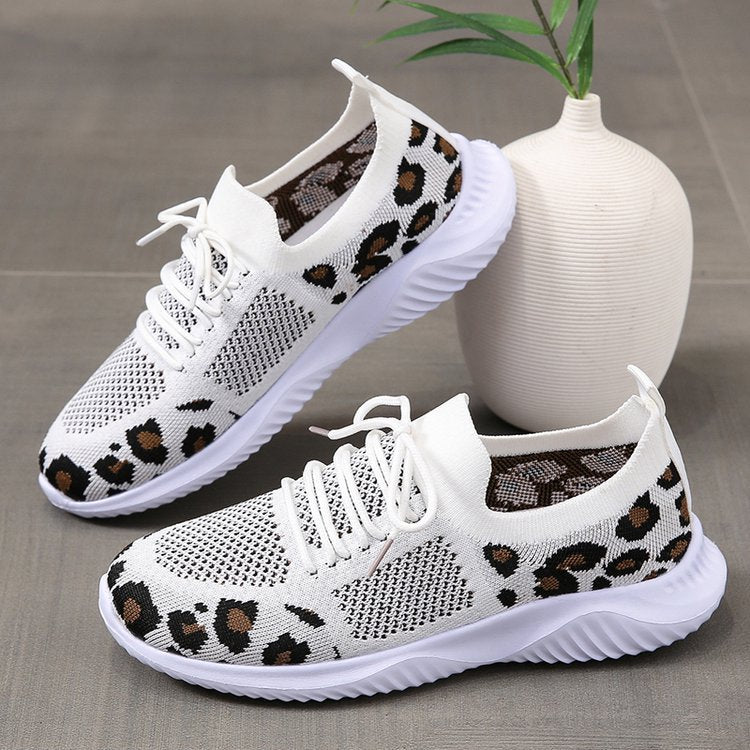 Women's Leopard Print Trainers | Lace-Up Sport Shoes