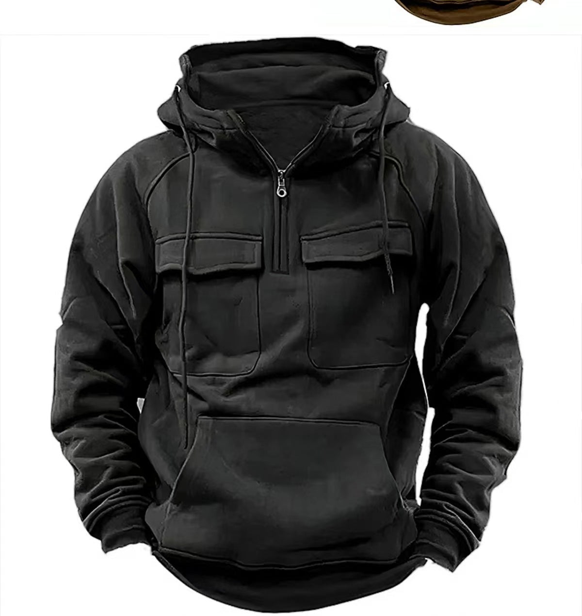 Men's Zip-Up Hoodie | Drawstring Pocket Sports Sweatshirt