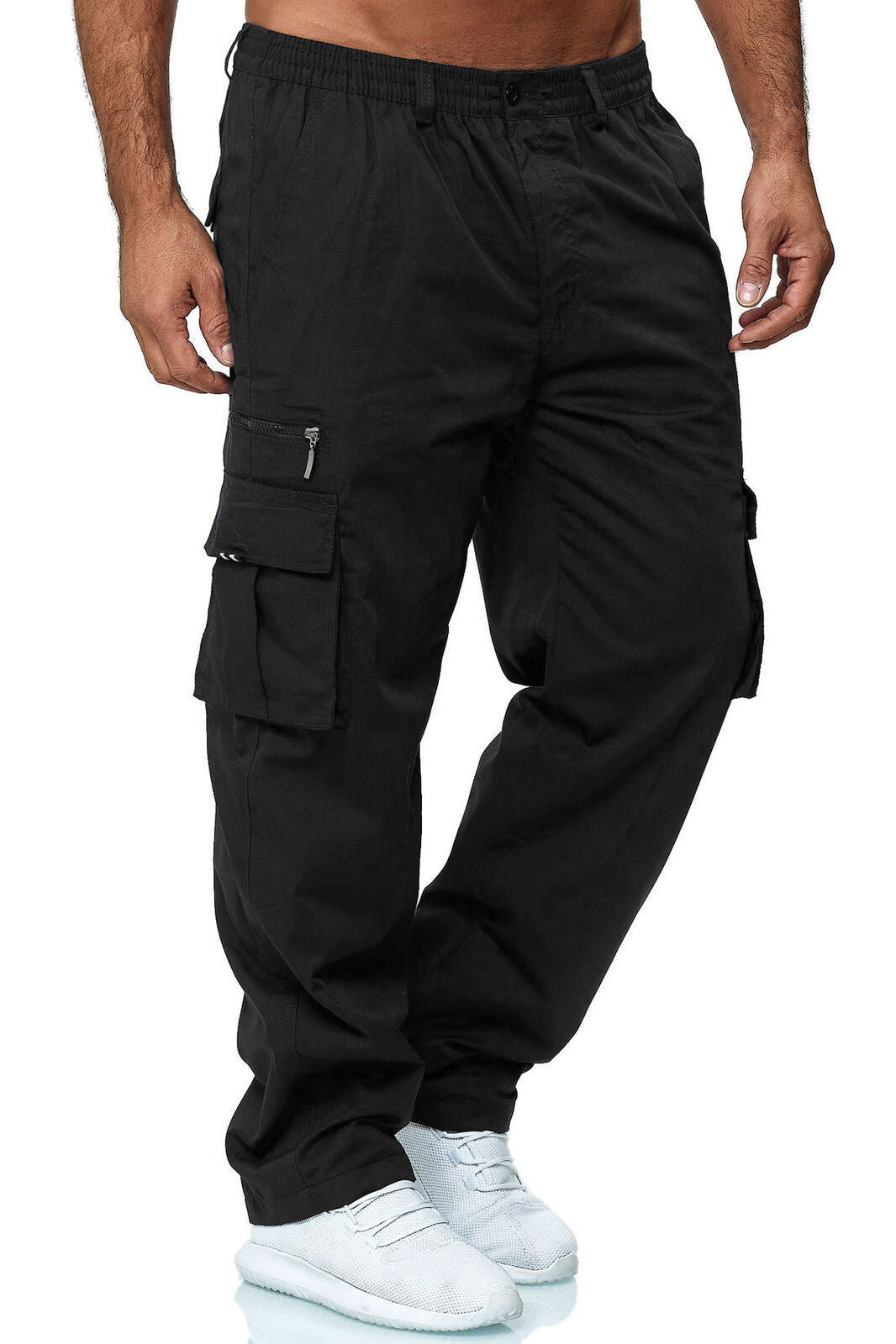 Men's Loose-Fit Cargo Trousers | Multi-Pocket Straight Leg